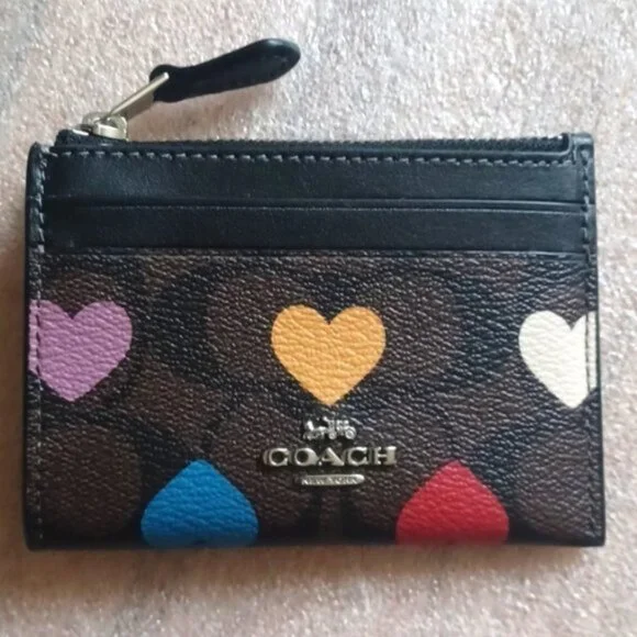SOLD - COACH Mini Skinny ID Case In Signature Canvas With Heart Print, NWT - Picture 2 of 6